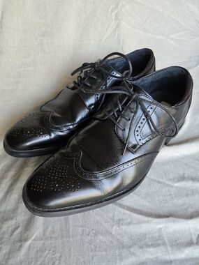 Joseph Abboud Black Leather Wingtip Derby Shoes
